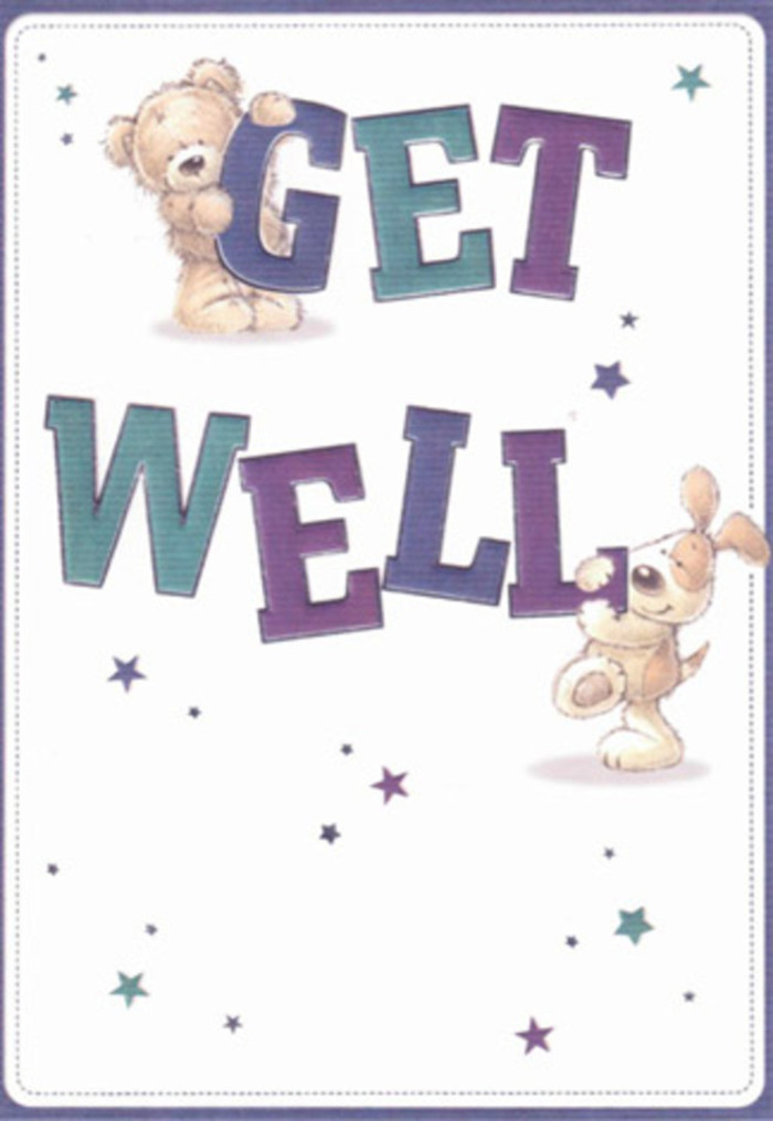 A scene of innocent joy and gentle healing unfurls in this delightful get well card-a friendly bear and an exuberant puppy work in harmony, surrounded by playful starbursts that float across a crisp white canvas. The indigo and teal hues of the bold 'GET WELL' typography ground the design, much like a vibrant floral arrangement lifts the spirits of a Kilburn resident after a stroll through the Queen's Park Farmers' Market. Every detail is rendered with tenderness: the bear's plush, nuzzly fur invites a sense of calm, while the puppy, with floppy ears and an earnest gaze, projects unspoken encouragement. Scattered stars, shimmering in soft purples and blues, weave a narrative of hope-the same hope found in a bouquet composed with care by Kilburn Florist. The card's fresh, radiant energy turns a simple message into a miniature celebration, offering light, optimism, and neighbourly care, echoing the resilience and warmth unique to Kilburn's vibrant streets.