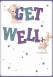 Infused with playful companionship and heartfelt optimism, this get well card comes alive with the bright, restorative spirit cherished throughout Kilburn. Two loveable characters-a teddy bear and a lively puppy-joyfully interact with the oversized, teal and indigo letters that spell 'Get Well,' their fluffy textures so vivid you can almost feel their embrace. Across the clean, creamy white expanse, stars glimmer in purple and blue, twinkling in the background like the lights along Kilburn Lane on a festive evening. The overall scene exudes comfort and sincere encouragement, its gentle energy mirroring the personal care found in bespoke arrangements from Kilburn Florist. The card's expressive faces, inviting colours, and joyful composition combine to offer not only a wish for speedy recovery but a touch of neighbourly warmth-something to lift the heart, nurture resilience, and bring a hopeful glow to anyone in need in Kilburn.